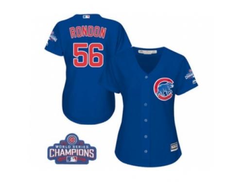 Women Majestic Chicago Cubs #56 Hector Rondon Authentic Royal Blue Alternate 2016 World Series Champions Cool Base MLB Jersey