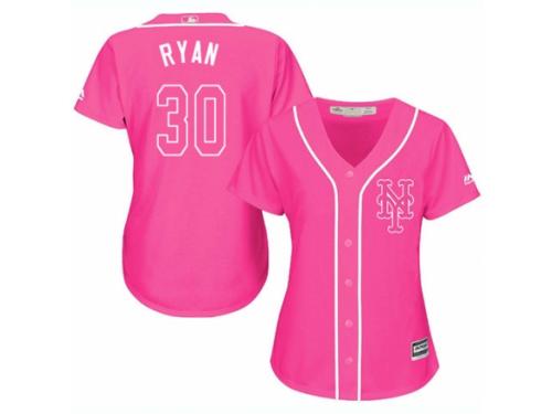 Women Majestic New York Mets #30 Nolan Ryan Pink Fashion Cool Base MLB Jersey