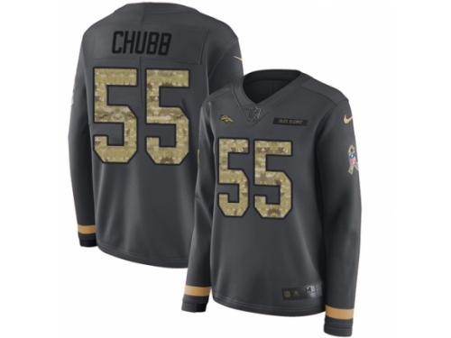 Women Nike Denver Broncos #55 Bradley Chubb Limited Black Salute to Service Therma Long Sleeve NFL Jersey