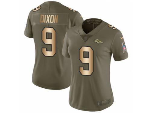 Women Nike Denver Broncos #9 Riley Dixon Limited Olive/Gold 2017 Salute to Service NFL Jersey