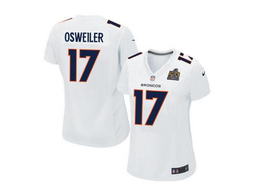 Women Nike NFL Denver Broncos #17 Brock Osweiler Super Bowl 50 Game White Jersey