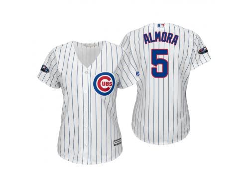 Women's Cubs 2018 Postseason Home White Albert Almora Jr Cool Base Jersey