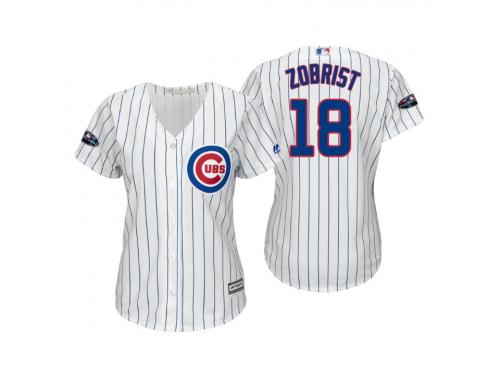 Women's Cubs 2018 Postseason Home White Ben Zobrist Cool Base Jersey