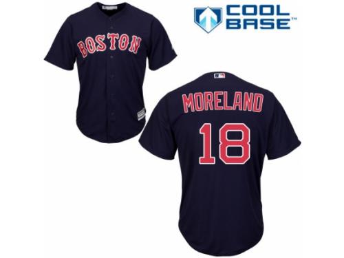 Women's Majestic Boston Red Sox #18 Mitch Moreland Navy Blue Alternate Road MLB Jersey