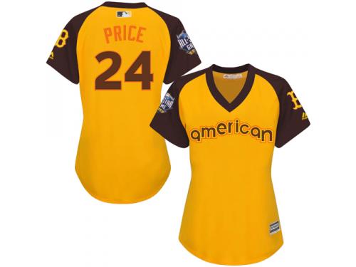 Women's Majestic Boston Red Sox #24 David Price Authentic Yellow 2016 All-Star American League BP Cool Base MLB Jersey