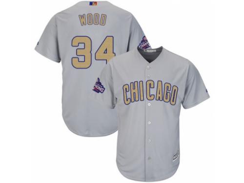 Women's Majestic Chicago Cubs #34 Kerry Wood Authentic Gray 2017 Gold Champion MLB Jersey