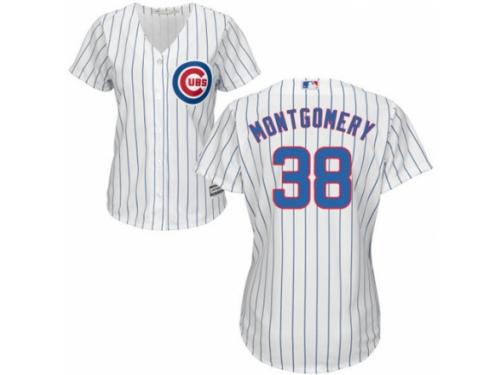 Women's Majestic Chicago Cubs #38 Mike Montgomery White Home Cool Base MLB Jersey