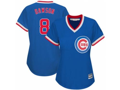 Women's Majestic Chicago Cubs #8 Andre Dawson Royal Blue Cooperstown MLB Jersey
