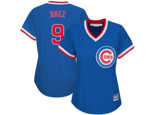 Women's Majestic Chicago Cubs #9 Javier Baez Royal Blue Cooperstown MLB Jersey