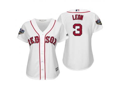 Women's Red Sox 2018 World Series Majestic White Sandy Leon Cool Base Jersey