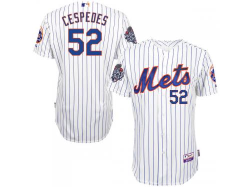 Yoenis Cespedes New York Mets Majestic Authentic Player Jersey with 2015 World Series Patch - White Royal