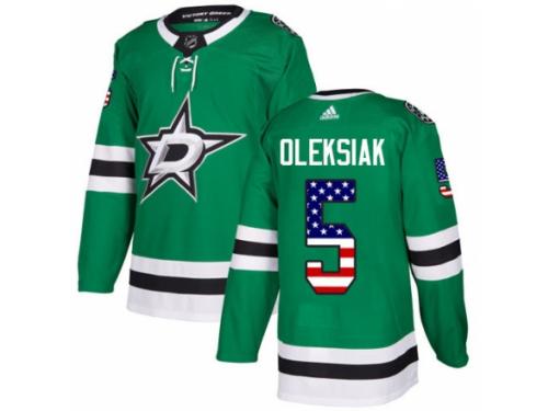 Youth Adidas Dallas Stars #5 Jamie Oleksiak Green USA Flag Fashion NHL Jersey