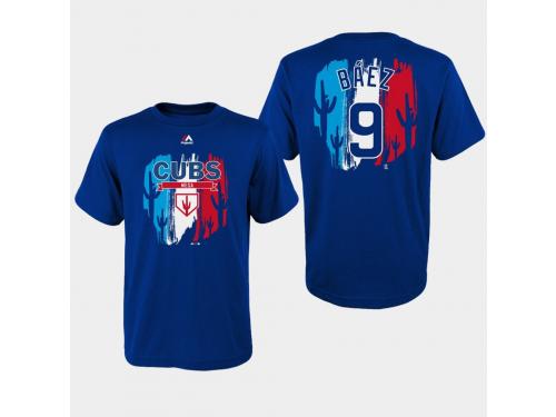 Youth Chicago Cubs 2019 Spring Training #9 Royal Javier Baez Majestic T-Shirt