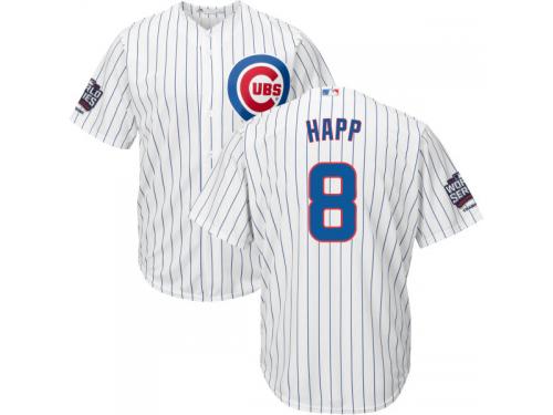 Youth Chicago Cubs #8 Ian Happ Majestic Home White 2016 World Series Champions Cool Base Jersey