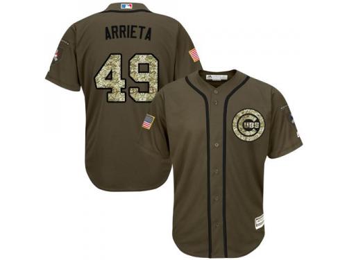 Youth Cubs #49 Jake Arrieta Green Salute to Service Stitched Baseball Jersey