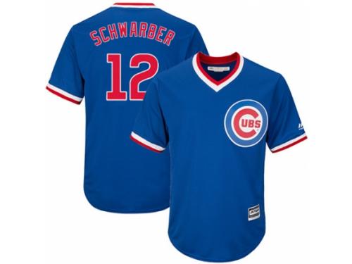 Youth Majestic Chicago Cubs #12 Kyle Schwarber Royal Blue Cooperstown Cool Base MLB Jersey