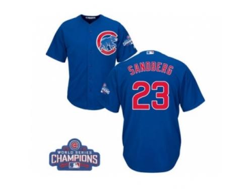 Youth Majestic Chicago Cubs #23 Ryne Sandberg Authentic Royal Blue Alternate 2016 World Series Champions Cool Base MLB Jersey