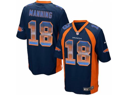 Youth Nike Denver Broncos #18 Peyton Manning Limited Navy Blue Strobe NFL Jersey