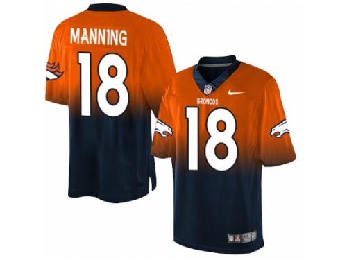 Youth Nike Denver Broncos #18 Peyton Manning Limited Orange Navy Fadeaway NFL Jersey