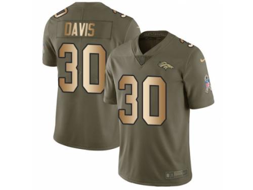 Youth Nike Denver Broncos #30 Terrell Davis Limited Olive/Gold 2017 Salute to Service NFL Jersey