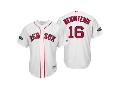 Youth Red Sox 2018 Postseason Home White Andrew Benintendi Cool Base Jersey