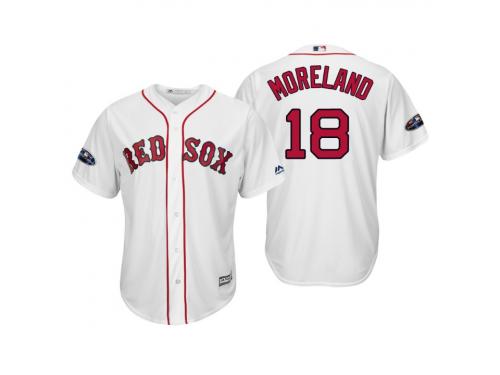 Youth Red Sox 2018 Postseason Home White Mitch Moreland Cool Base Jersey