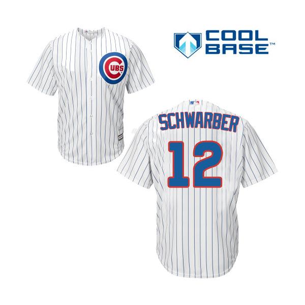 White Kyle Schwarber Youth #12 Majestic MLB Chicago Cubs Cool Base Home Jersey