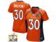 Game David Bruton WoMen Jersey - Denver Broncos #30 Home Orange Super Bowl 50 Bound Nike NFL