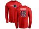 Men Nike Matthew Slater Red Name & Number Logo - NFL New England Patriots #18 Long Sleeve T-Shirt