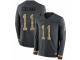 Men Nike New England Patriots #11 Julian Edelman Limited Black Salute to Service Therma Long Sleeve NFL Jersey