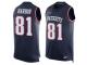 Men's Nike New England Patriots #81 Clay Harbor Navy Blue Player Name & Number Tank Top NFL Jersey