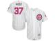 White Travis Wood Men #37 Majestic MLB Chicago Cubs 2016 Mother Day Fashion Flexbase Jersey