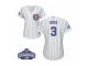 Women Majestic Chicago Cubs #3 David Ross Authentic White Home 2016 World Series Champions Cool Base MLB Jersey
