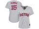Women's Majestic Boston Red Sox #15 Dustin Pedroia Authentic Grey MLB Jersey