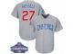 Youth Majestic Chicago Cubs #27 Addison Russell Authentic Grey Road 2016 World Series Champions Cool Base MLB Jersey